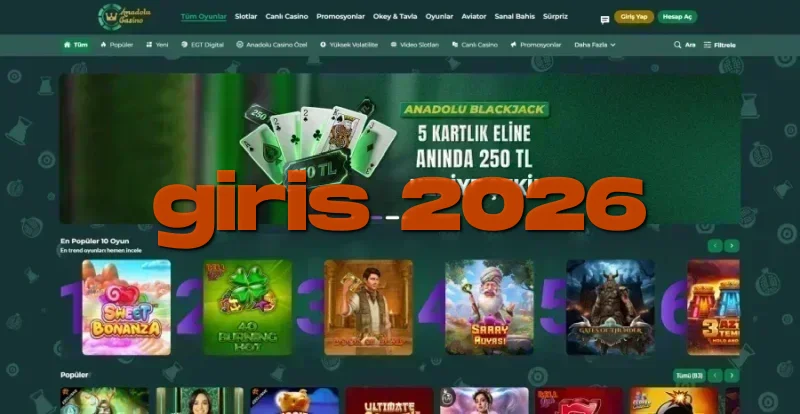 Anadolu Casino ana sayfa görünümü
