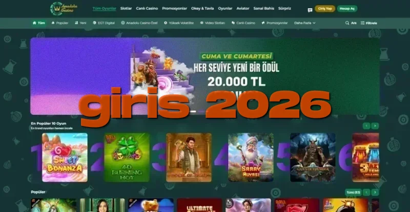 Anadolu Slot ana sayfa görünümü