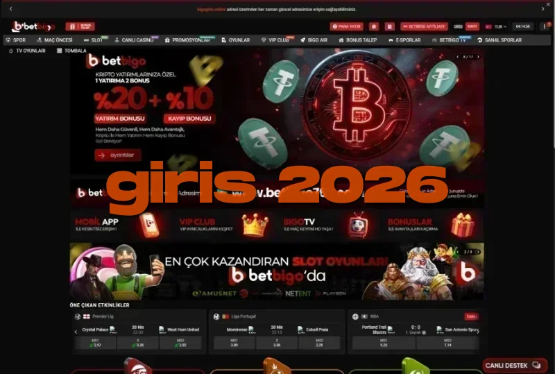 Betbigo ana sayfa görünümü
