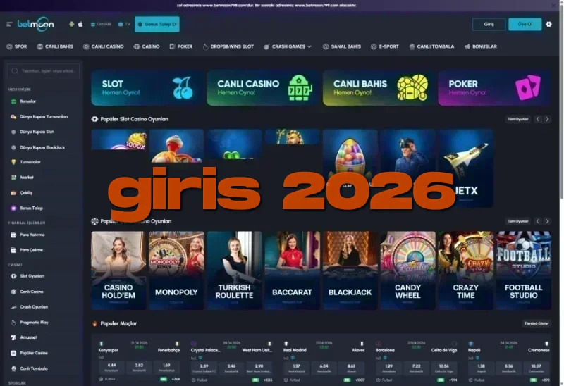 Betmoon ana sayfa görünümü