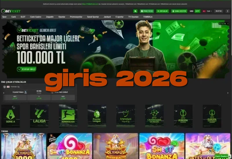 Betticket ana sayfa görünümü