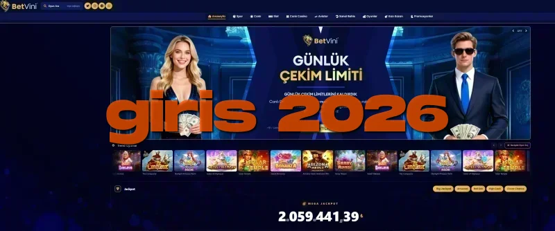 Betvini ana sayfa görünümü