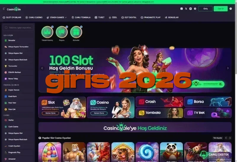 Casinovale ana sayfa görünümü