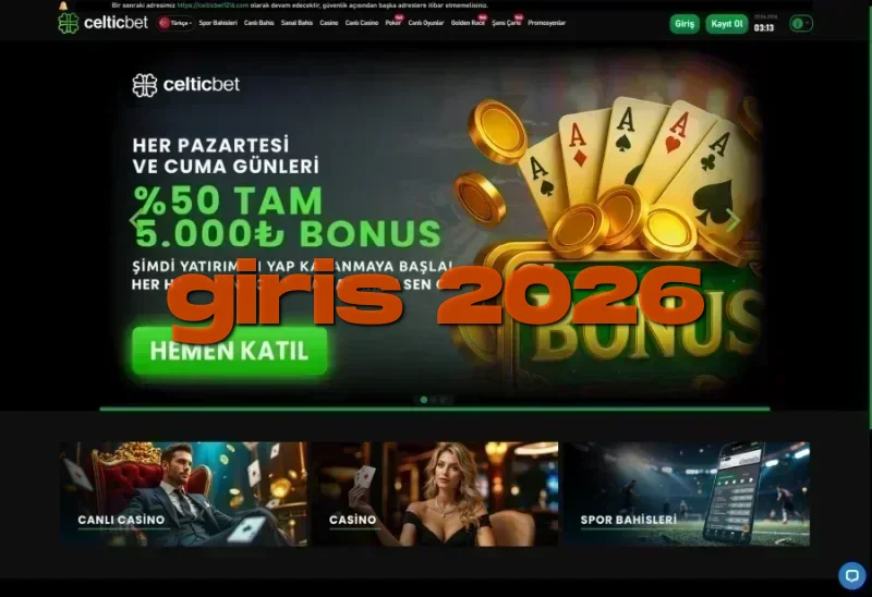 Celticbet ana sayfa görünümü