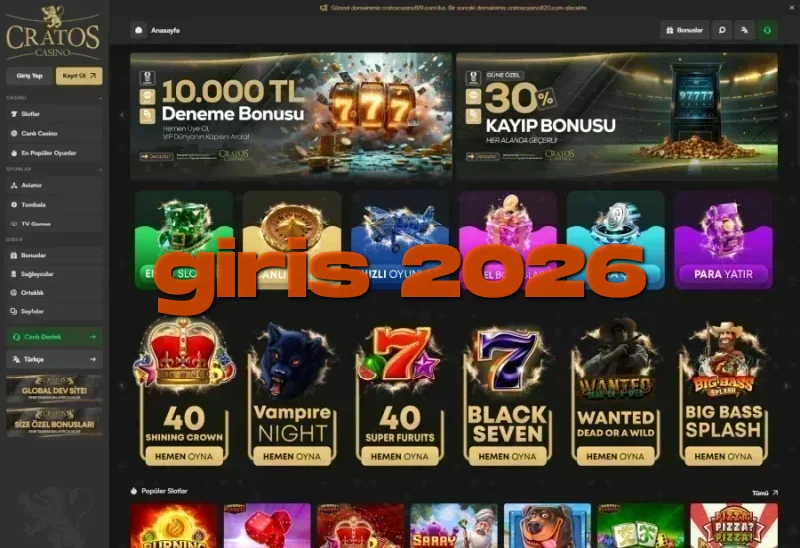 Cratos Casino ana sayfa görünümü