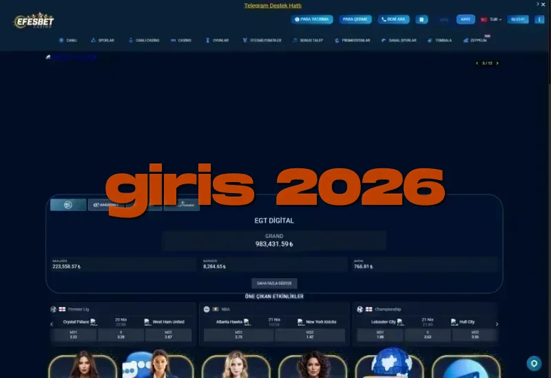 Efesbet Casino ana sayfa görünümü