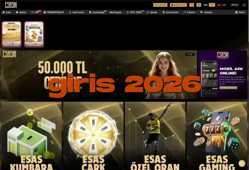Esas Casino ana sayfa görünümü