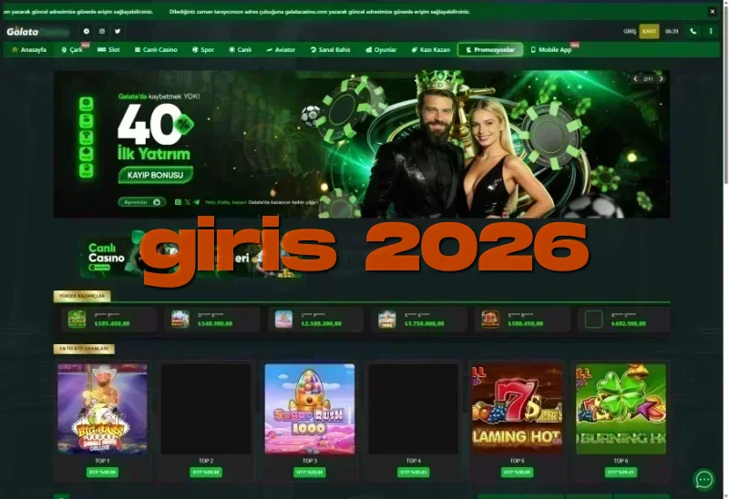 Galata Casino ana sayfa görünümü