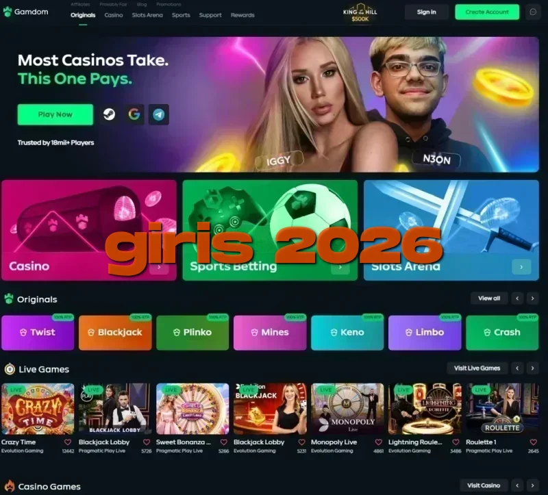 Gamdom ana sayfa görünümü