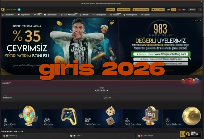 Grandbetting ana sayfa görünümü