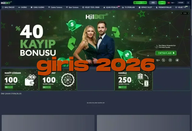 Hilbet ana sayfa görünümü