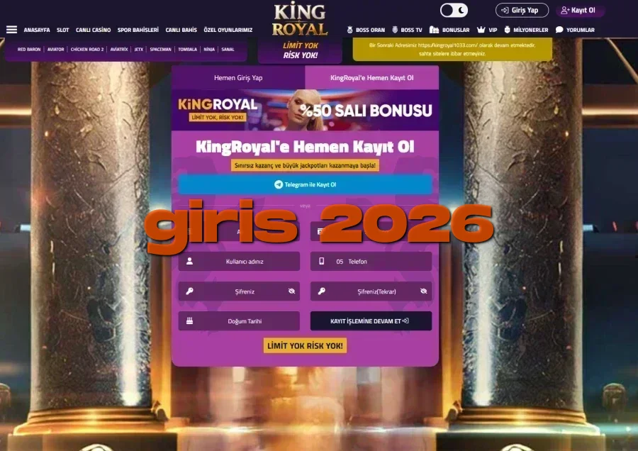 King Royal ana sayfa görünümü