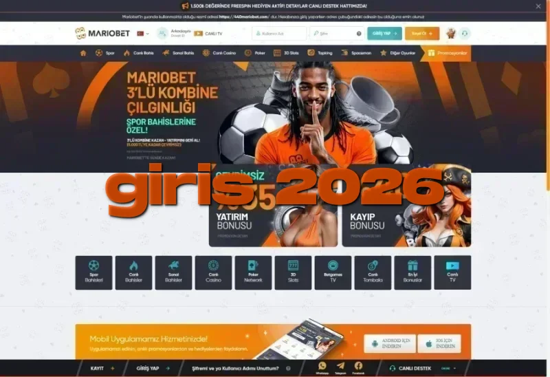 Mariobet ana sayfa görünümü