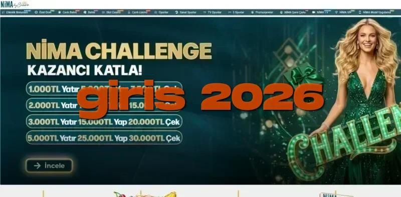 Nima Casino ana sayfa görünümü