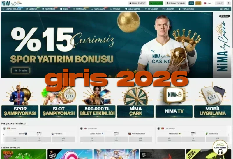 Nimabet ana sayfa görünümü