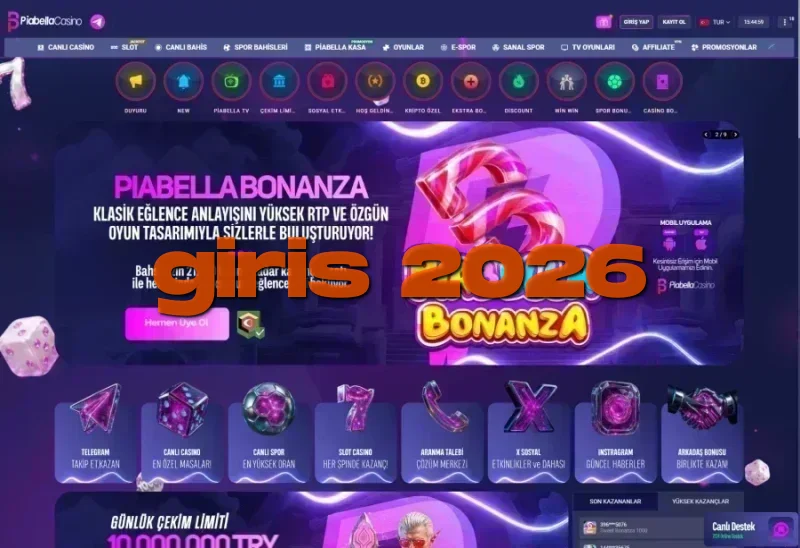 Piabella Casino ana sayfa görünümü