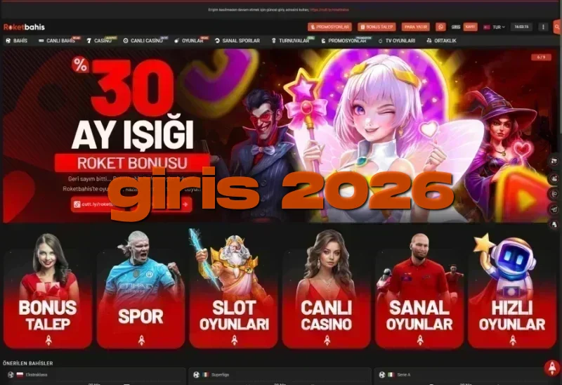 Roketbahis ana sayfa görünümü