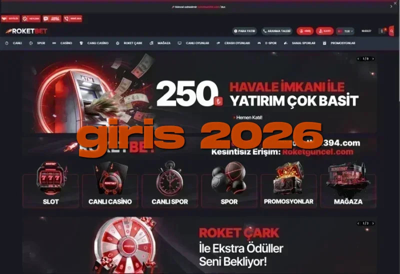 Roketbet ana sayfa görünümü
