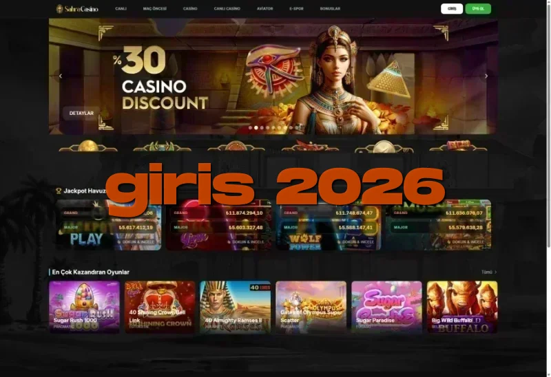 Sahra Casino ana sayfa görünümü
