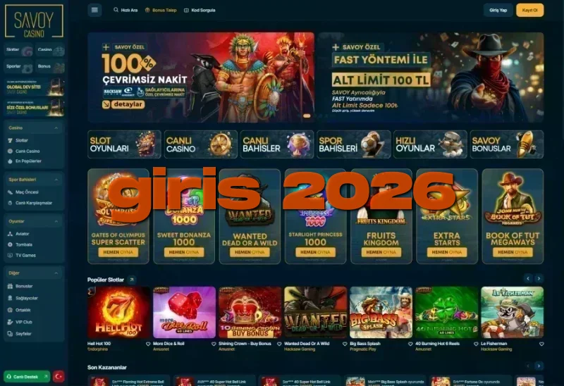 Savoy Casino ana sayfa görünümü