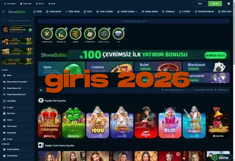 Showbahis ana sayfa görünümü