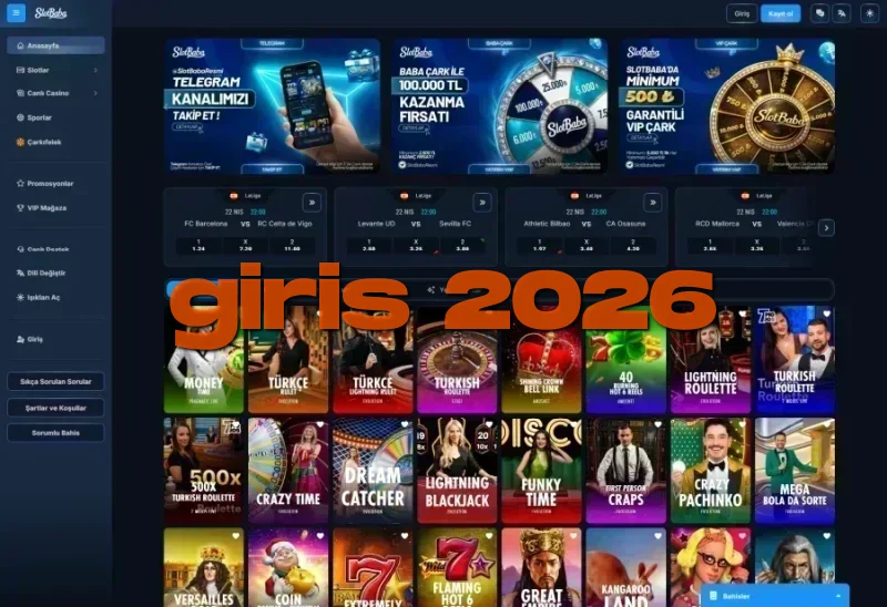 Slotbaba ana sayfa görünümü