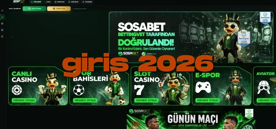 Sosabet ana sayfa görünümü