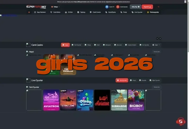 Süpertotobet ana sayfa görünümü