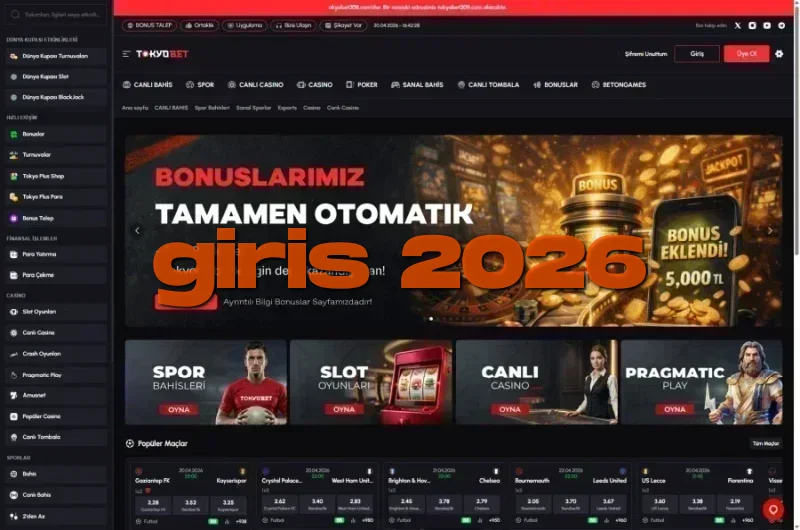 Tokyobet ana sayfa görünümü