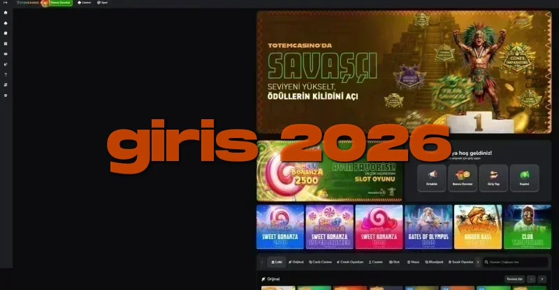 Totem Casino ana sayfa görünümü
