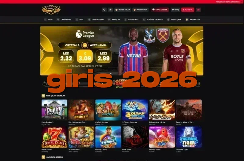 Vegasslot ana sayfa görünümü